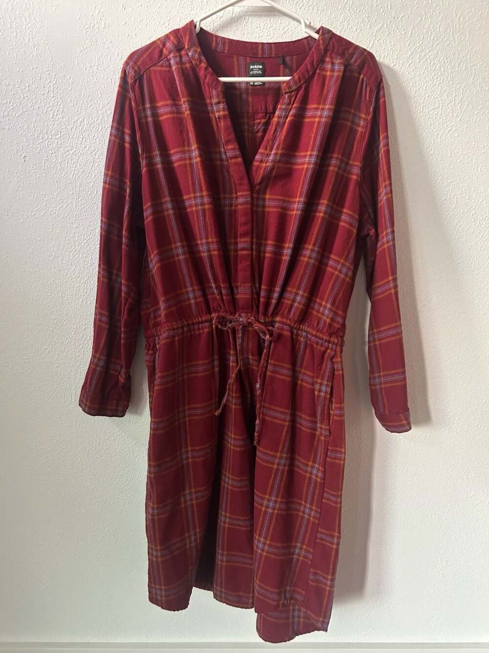 prAna Loop To Pines Flannel Plaid Red Dress Size XL